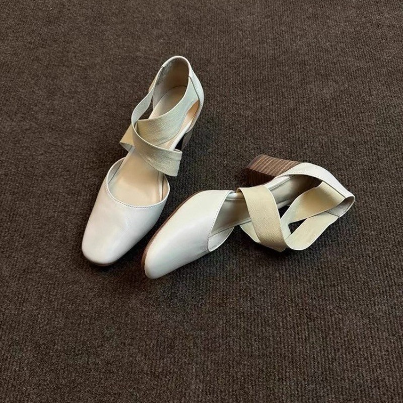 Women's Cross Strap Block Heel - огляд і ціна Leather Work Outfit