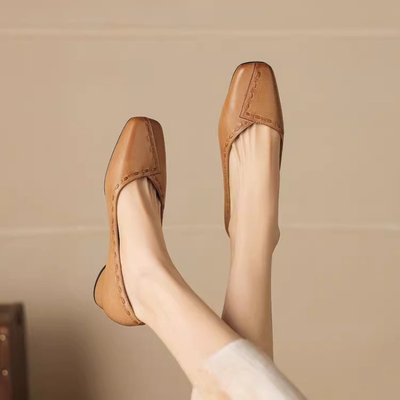 Elegant Square Toe Chunky Heel - огляд і ціна Leather Work Outfit
