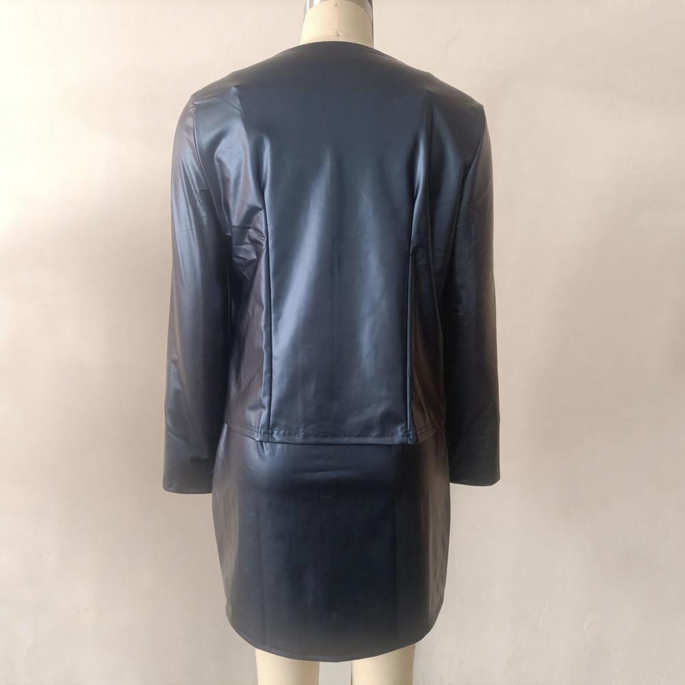 Women Faux Leather Skirt Suit  - огляд і ціна Leather Work Outfit